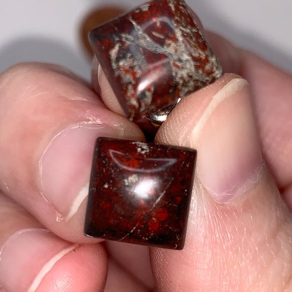 Brecciated Jasper Square Post Earrings - Picture 9 of 12